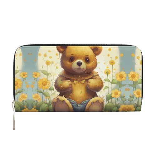 LHDGBNV Geldbörse aus PU-Leder für Damen und Mädchen, mit Reißverschluss, Kreditkartenhalter, Blume und Bär, lange Geldbörse, Clutch, Geldbörse, wasserdicht, Reisehandtasche LHDGBNV Geldbörse aus PU-Leder für Damen und Mädchen, mit Reißverschluss, Kreditkartenhalter, Blume und Bär, lange Geldbörse, Clutch, Geldbörse, wasserdicht, Reisehandtasche von LHDGBNV