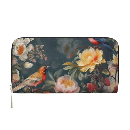 LHDGBNV Geldbörse aus PU-Leder für Damen und Mädchen, mit Reißverschluss, Kreditkartenhalter, Blumen, Vögel, lange Geldbörse, Clutch, Geldbörse, wasserdicht, Reisehandtasche LHDGBNV Geldbörse aus PU-Leder für Damen und Mädchen, mit Reißverschluss, Kreditkartenhalter, Blumen, Vögel, lange Geldbörse, Clutch, Geldbörse, wasserdicht, Reisehandtasche von LHDGBNV