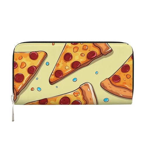 LHDGBNV Geldbörse aus PU-Leder für Damen und Mädchen, mit Reißverschluss, Kreditkartenhalter, Pizzascheiben-Muster, lange Geldbörse, Clutch, Geldbörse, wasserdicht, Reisehandtasche von LHDGBNV