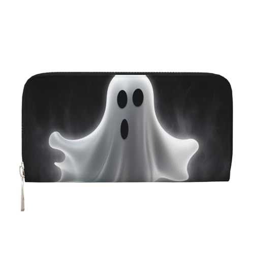 LHDGBNV Geldbörse aus PU-Leder für Damen und Mädchen, mit Reißverschluss, Kreditkartenhalter, Schwarz und Halloween, Geist-Motiv, lange Geldbörse, Clutch, Geldbörse, wasserdicht, Reisehandtasche LHDGBNV Geldbörse aus PU-Leder für Damen und Mädchen, mit Reißverschluss, Kreditkartenhalter, Schwarz und Halloween, Geist-Motiv, lange Geldbörse, Clutch, Geldbörse, wasserdicht, Reisehandtasche von LHDGBNV