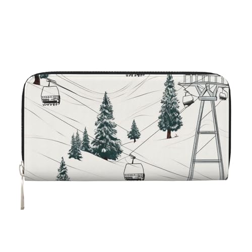 LHDGBNV Geldbörse aus PU-Leder für Damen und Mädchen, mit Reißverschluss, Kreditkartenhalter, Skilift mit Tannenbaum, lange Geldbörse, Clutch, Geldbörse, wasserdicht, Reisehandtasche LHDGBNV Geldbörse aus PU-Leder für Damen und Mädchen, mit Reißverschluss, Kreditkartenhalter, Skilift mit Tannenbaum, lange Geldbörse, Clutch, Geldbörse, wasserdicht, Reisehandtasche von LHDGBNV