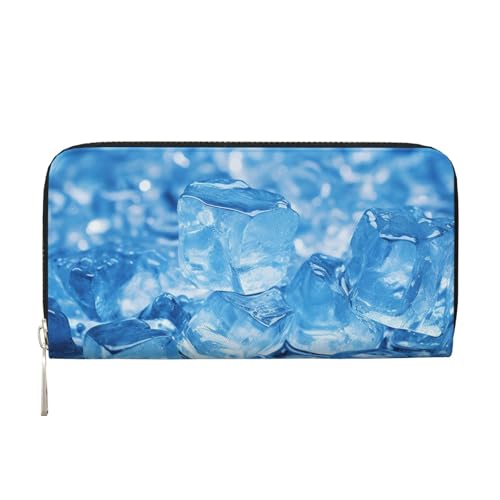 LHDGBNV Geldbörse aus PU-Leder für Damen und Mädchen, mit Reißverschluss, Kreditkartenhalter, blauer Eiswürfelhintergrund, lange Geldbörse, Clutch, Geldbörse, wasserdicht, Reisehandtasche LHDGBNV Geldbörse aus PU-Leder für Damen und Mädchen, mit Reißverschluss, Kreditkartenhalter, blauer Eiswürfelhintergrund, lange Geldbörse, Clutch, Geldbörse, wasserdicht, Reisehandtasche von LHDGBNV