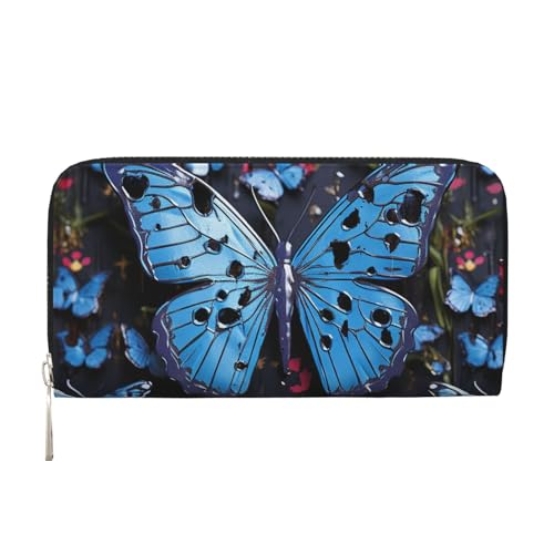 LHDGBNV Geldbörse aus PU-Leder für Damen und Mädchen, mit Reißverschluss, Kreditkartenhalter, blauer Schmetterling, lange Geldbörse, Clutch, Geldbörse, wasserdicht, Reisehandtasche LHDGBNV Geldbörse aus PU-Leder für Damen und Mädchen, mit Reißverschluss, Kreditkartenhalter, blauer Schmetterling, lange Geldbörse, Clutch, Geldbörse, wasserdicht, Reisehandtasche von LHDGBNV