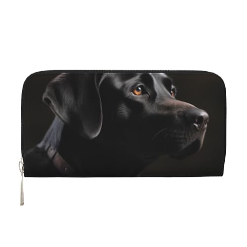 LHDGBNV Geldbörse aus PU-Leder für Damen und Mädchen, mit Reißverschluss, Kreditkartenhalter, schwarzer Labrador, lange Geldbörse, Clutch, Geldbörse, wasserdicht, Reisehandtasche von LHDGBNV