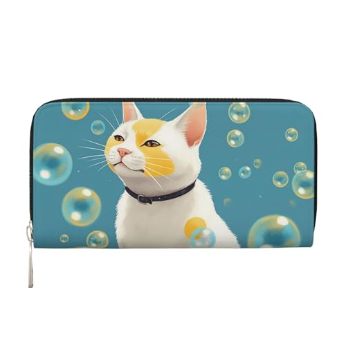 LHDGBNV Geldbörse aus PU-Leder für Damen und Mädchen, mit Reißverschluss, Kreditkartenhalter, viele Blasen und eine Katze, lange Geldbörse, Clutch, Geldbörse, wasserdicht, Reisehandtasche LHDGBNV Geldbörse aus PU-Leder für Damen und Mädchen, mit Reißverschluss, Kreditkartenhalter, viele Blasen und eine Katze, lange Geldbörse, Clutch, Geldbörse, wasserdicht, Reisehandtasche von LHDGBNV