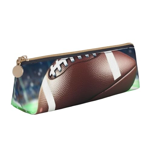 LHDGBNV Leder-Federmäppchen, stilvolles Federmäppchen, schlankes Federmäppchen mit Reißverschluss, American Football, Kosmetiktasche für Arbeit, Büro von LHDGBNV