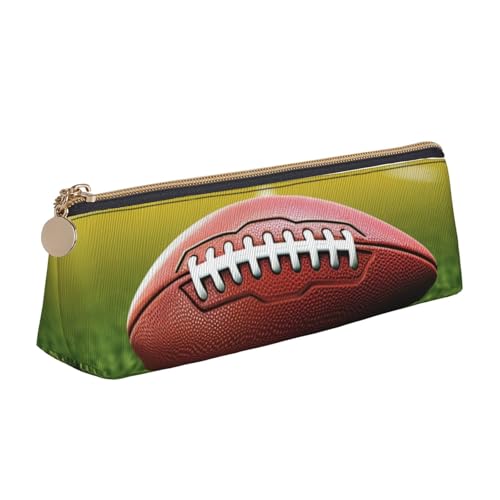LHDGBNV Leder-Federmäppchen, stilvolles Federmäppchen, schlankes Federmäppchen mit Reißverschluss, American Football Ball, Kosmetiktasche, Make-up-Tasche für Arbeit und Büro von LHDGBNV