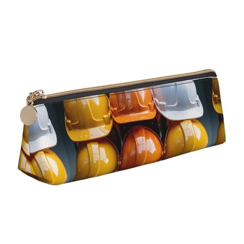 LHDGBNV Leder-Federmäppchen, stilvolles Federmäppchen, schlankes Federmäppchen mit Reißverschluss, Bauhelme, Kosmetiktasche, Make-up-Tasche für Arbeit, Büro von LHDGBNV