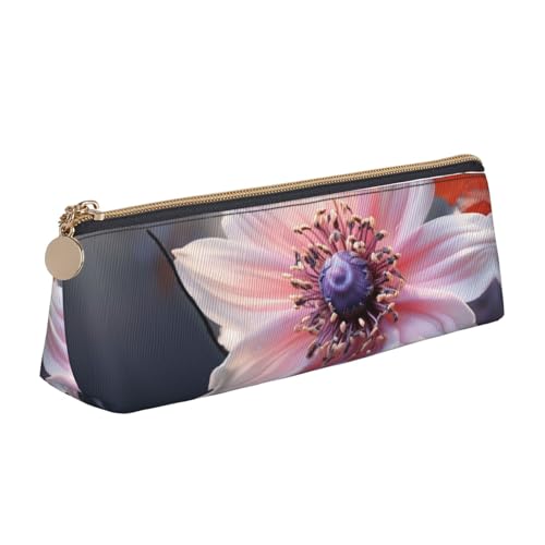 LHDGBNV Leder-Federmäppchen, stilvolles Federmäppchen, schlankes Federmäppchen mit Reißverschluss, Blumenblüten, Kosmetiktasche, Make-up-Tasche für Arbeit, Büro von LHDGBNV