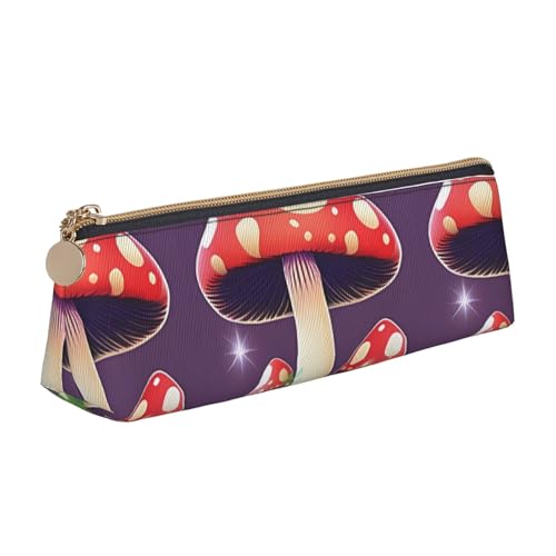 LHDGBNV Leder-Federmäppchen, stilvolles Federmäppchen, schlankes Federmäppchen mit Reißverschluss, Cartoon-Pilz-Kosmetik-Make-up-Tasche für Arbeit, Büro von LHDGBNV