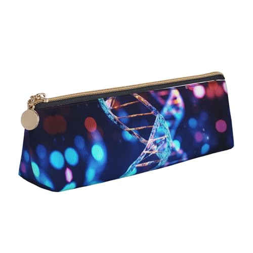 LHDGBNV Leder-Federmäppchen, stilvolles Federmäppchen, schlankes Federmäppchen mit Reißverschluss, DNA, Genetic Helix, Kosmetiktasche, Make-up-Tasche für Arbeit, Büro von LHDGBNV