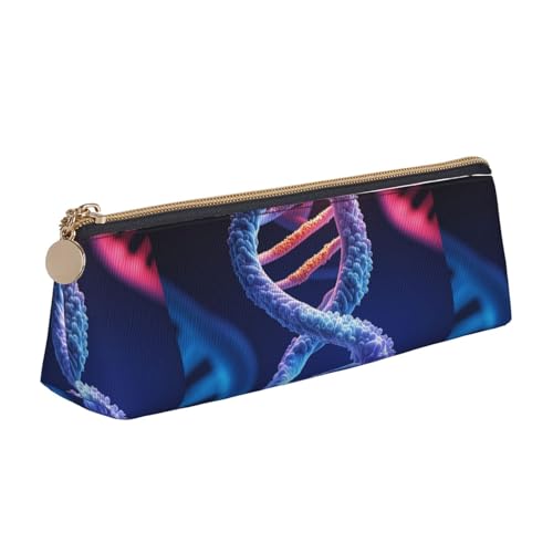 LHDGBNV Leder-Federmäppchen, stilvolles Federmäppchen, schlankes Federmäppchen mit Reißverschluss, DNA, Genetic Helix, Kosmetiktasche, Make-up-Tasche für Arbeit, Büro von LHDGBNV
