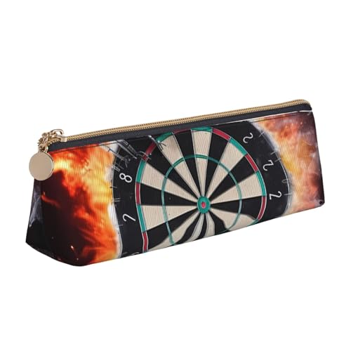 LHDGBNV Leder-Federmäppchen, stilvolles Federmäppchen, schlankes Federmäppchen mit Reißverschluss, Dartscheibe, Kosmetik, Make-up-Tasche für Arbeit, Büro von LHDGBNV