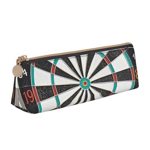 LHDGBNV Leder-Federmäppchen, stilvolles Federmäppchen, schlankes Federmäppchen mit Reißverschluss, Dartscheibe, Kosmetik, Make-up-Tasche für Arbeit, Büro von LHDGBNV