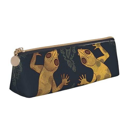 LHDGBNV Leder-Federmäppchen, stilvolles Federmäppchen, schlankes Federmäppchen mit Reißverschluss, Gecko-Eidechsen, Kosmetiktasche, Make-up-Tasche für Arbeit, Büro von LHDGBNV