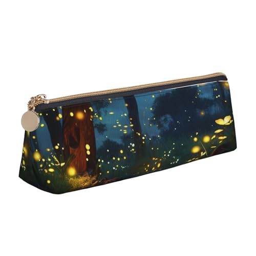 LHDGBNV Leder-Federmäppchen, stilvolles Federmäppchen, schlankes Federmäppchen mit Reißverschluss, Glühwürmchen, Kosmetiktasche, Make-up-Tasche für Arbeit, Büro von LHDGBNV