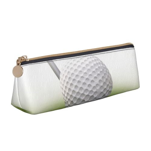 LHDGBNV Leder-Federmäppchen, stilvolles Federmäppchen, schlankes Federmäppchen mit Reißverschluss, Golfball-Kosmetik-Make-up-Tasche für Arbeit, Büro von LHDGBNV