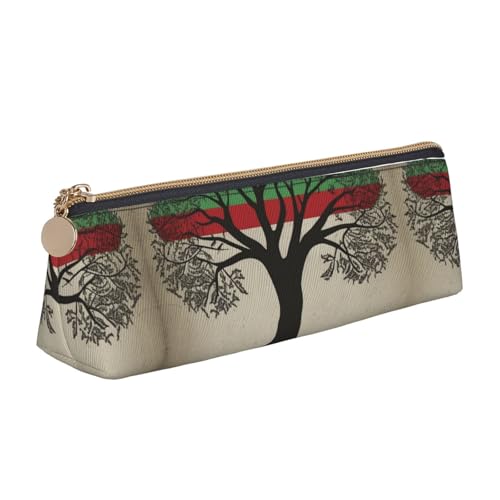 LHDGBNV Leder-Federmäppchen, stilvolles Federmäppchen, schlankes Federmäppchen mit Reißverschluss, Palästinensische Flagge, Kosmetiktasche für Arbeit, Büro von LHDGBNV