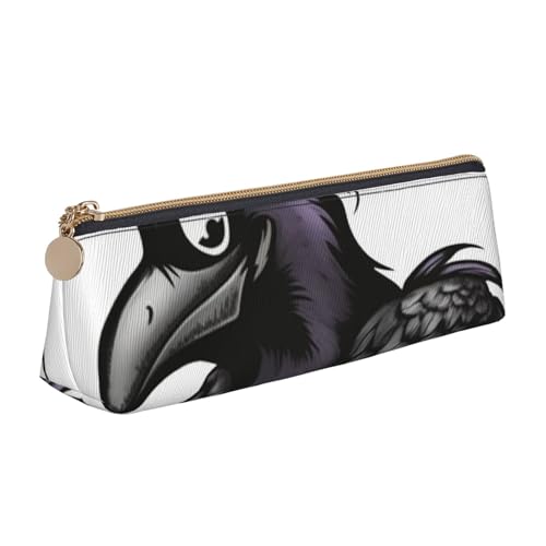 LHDGBNV Leder-Federmäppchen, stilvolles Federmäppchen, schlankes Federmäppchen mit Reißverschluss, Ravens, Kosmetiktasche, Make-up-Tasche für Arbeit, Büro von LHDGBNV