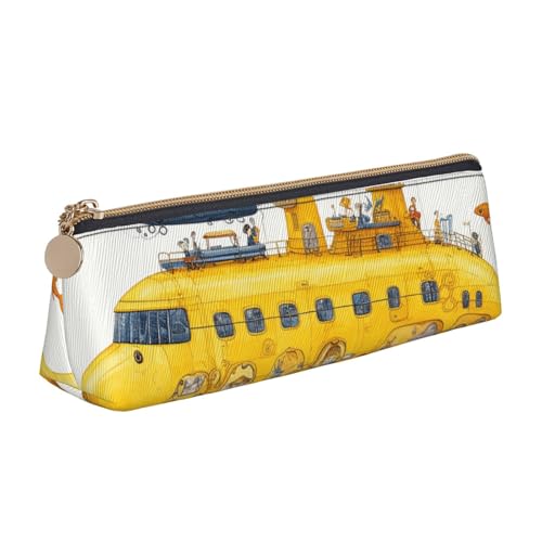 LHDGBNV Leder-Federmäppchen, stilvolles Federmäppchen, schlankes Federmäppchen mit Reißverschluss, U-Boot-Kosmetik-Make-up-Tasche für Arbeit, Büro von LHDGBNV