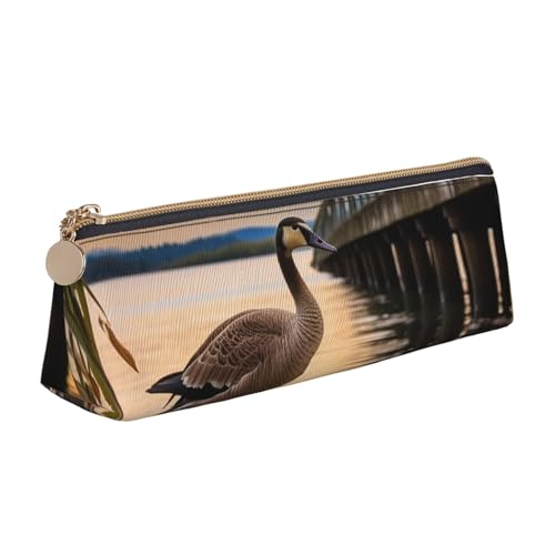 LHDGBNV Leder-Federmäppchen, stilvolles Federmäppchen, schlankes Federmäppchen mit Reißverschluss, Wildgans von The Bridge, Kosmetiktasche für Arbeit, Büro von LHDGBNV