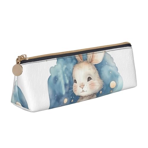 LHDGBNV Leder-Federmäppchen, stilvolles Federmäppchen, schlankes Federmäppchen mit Reißverschluss, bemalte Kaninchen, Kosmetiktasche für Arbeit, Büro von LHDGBNV