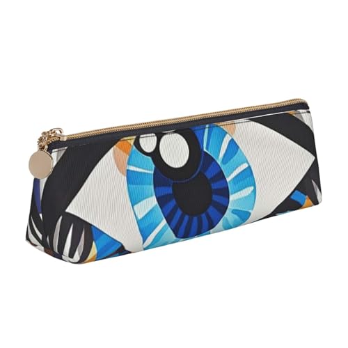 LHDGBNV Leder-Federmäppchen, stilvolles Federmäppchen, schlankes Federmäppchen mit Reißverschluss, böser Blick, Kosmetiktasche für Arbeit, Büro von LHDGBNV