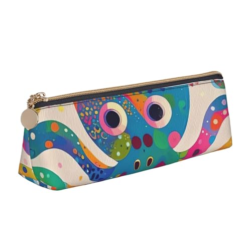 LHDGBNV Leder-Federmäppchen, stilvolles Federmäppchen, schlankes Federmäppchen mit Reißverschluss, buntes Oktopus-Kosmetik-Make-up-Tasche für Arbeit, Büro von LHDGBNV