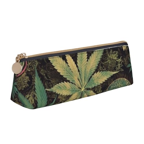 LHDGBNV Leder-Federmäppchen, stilvolles Federmäppchen, schlankes Federmäppchen mit Reißverschluss, ein Puff in der Zeit, Marihuana, Kosmetiktasche, Make-up-Tasche für Arbeit, Büro von LHDGBNV