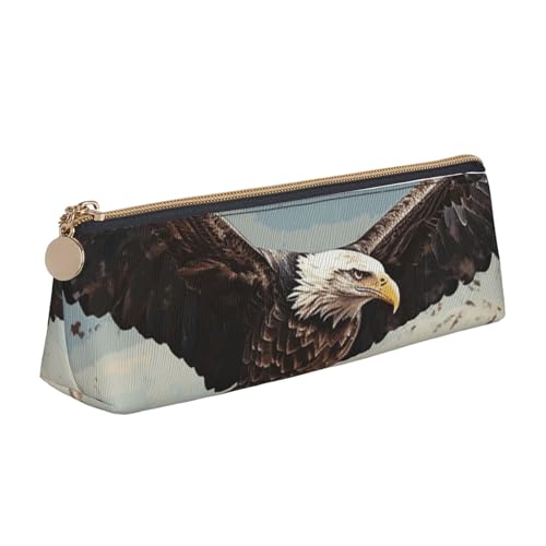 LHDGBNV Leder-Federmäppchen, stilvolles Federmäppchen, schlankes Federmäppchen mit Reißverschluss, fliegender Adler, Kosmetiktasche für Arbeit, Büro von LHDGBNV