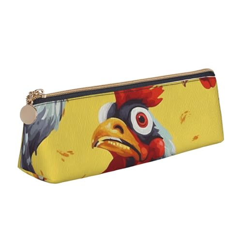 LHDGBNV Leder-Federmäppchen, stilvolles Federmäppchen, schlankes Federmäppchen mit Reißverschluss, für Kunst, Huhn, Malerei, Kosmetik, Make-up-Tasche für Arbeit, Büro von LHDGBNV