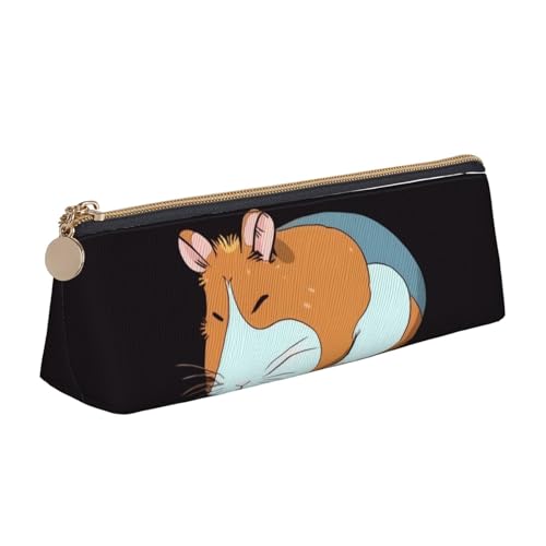 LHDGBNV Leder-Federmäppchen, stilvolles Federmäppchen, schlankes Federmäppchen mit Reißverschluss, lächelnde Kosmetiktasche für Arbeit, Büro von LHDGBNV