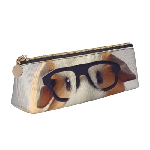 LHDGBNV Leder-Federmäppchen, stilvolles Federmäppchen, schlankes Federmäppchen mit Reißverschluss, lächelnde Kosmetiktasche für Arbeit, Büro von LHDGBNV