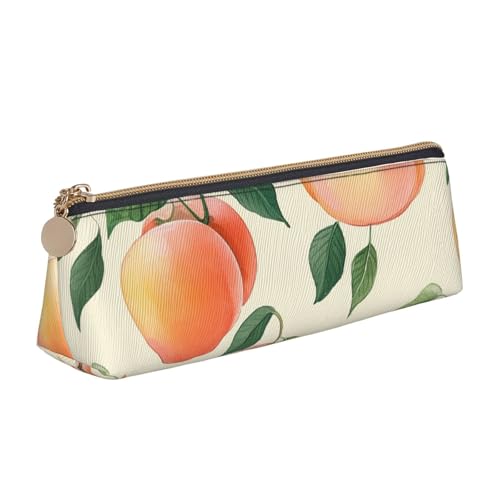 LHDGBNV Leder-Federmäppchen, stilvolles Federmäppchen, schlankes Federmäppchen mit Reißverschluss, pfirsichfarben, Kosmetiktasche für Arbeit, Büro von LHDGBNV