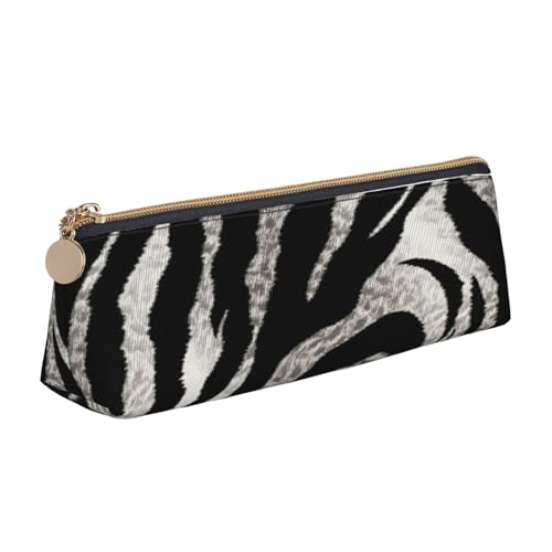 LHDGBNV Leder-Federmäppchen, stilvolles Federmäppchen, schlankes Federmäppchen mit Reißverschluss, schwarz-weiß, Zebramuster, Kosmetiktasche für Arbeit, Büro von LHDGBNV