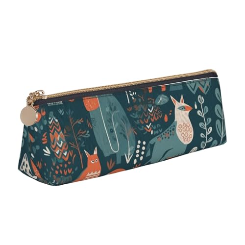 LHDGBNV Leder-Federmäppchen, stilvolles Federmäppchen, schlankes Federmäppchen mit Reißverschluss, skandinavische Tiere, Kosmetiktasche, Make-up-Tasche für Arbeit, Büro von LHDGBNV