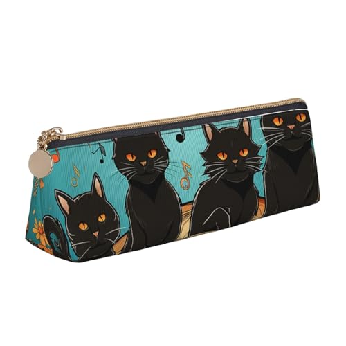 Leder-Federmäppchen, stilvolles Federmäppchen, schlankes Federmäppchen mit Reißverschluss, Katzen, die auf dem Klavier liegen, Kosmetiktasche für Arbeit, Büro von LHDGBNV
