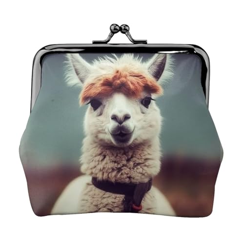 Niedliche Alpaka-Geldbörse für Damen, Kiss-Lock-Geldbörse, Leder, niedliche Münzbörse, Mini-Münztasche, Kleingeldbörse, Schlüsselhalter von LHDGBNV