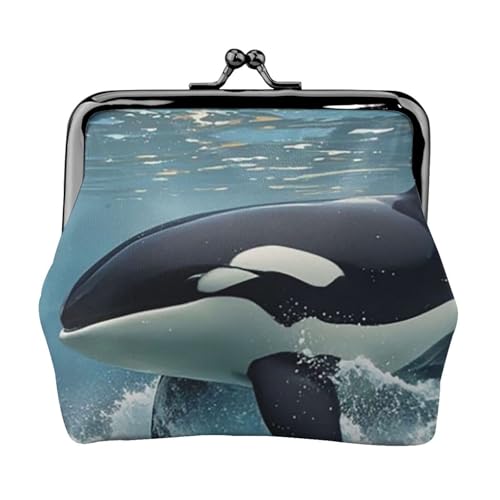 Orca Killer Whale Kleine Münzbörse für Frauen, Kiss-Lock-Geldbörse, Leder, niedliche Münzgeldbörse, Mini-Münztasche, Kleingeldbörse, Schlüsselhalter von LHDGBNV
