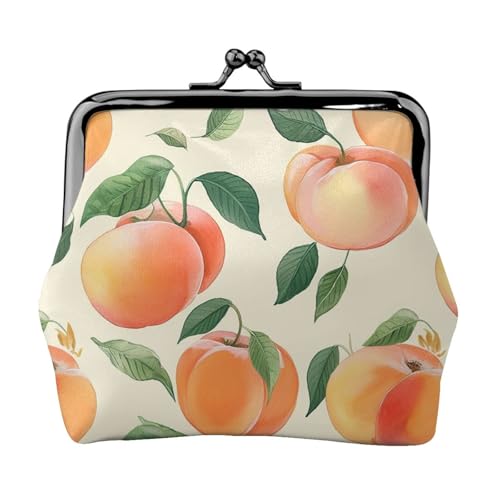 Peach Kleine Münzbörse für Frauen, Kiss-Lock Geldbörse, Leder, niedliche Münzgeldbörse, Mini-Münztasche, Kleingeldbörse Schlüsselhalter von LHDGBNV
