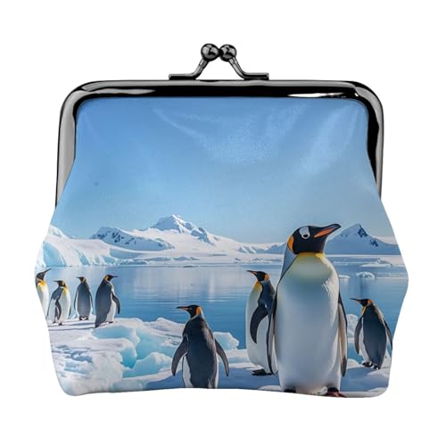 Pinguin Antarktis Ice kleine Münzbörse für Frauen, Kiss-Lock-Geldbörse, Leder, niedliche Münzgeldbörse, Mini-Münztasche, Kleingeldbörse, Schlüsselhalter von LHDGBNV