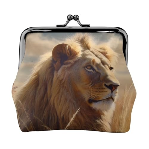 Prairie Lion Kleine Münzbörse für Frauen, Kiss-Lock-Geldbörse, Leder, niedliche Münzgeldbörse, Mini-Münztasche, Kleingeldbörse, Schlüsselhalter von LHDGBNV