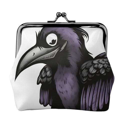 Ravens Kleine Münzbörse für Damen, Kiss-Lock-Geldbörse, Leder, niedliche Münzgeldbörse, Mini-Münztasche, Kleingeldbörse, Schlüsselhalter von LHDGBNV