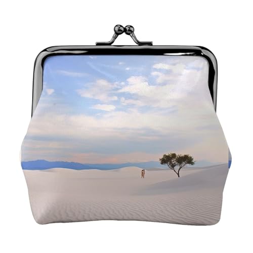 Romantische weiße Sandlandschaft kleine Münzgeldbörse für Frauen, Kiss-Lock-Geldbörse, Leder, niedliche Münzgeldbörse, Mini-Münztasche, Kleingeldbörse, Schlüsselhalter von LHDGBNV