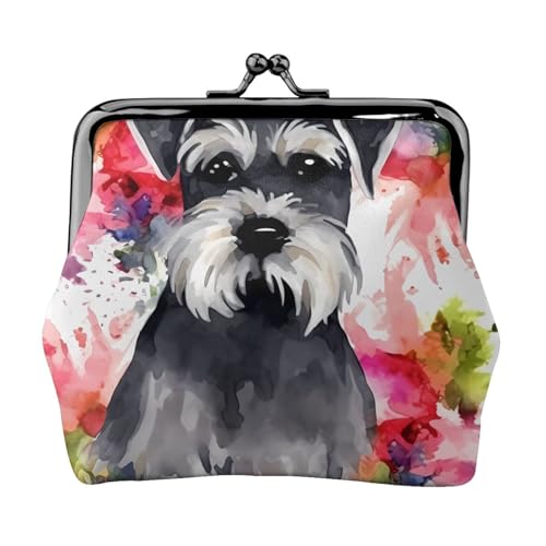 Schnauzer Kleine Münzbörse für Damen, Kiss-Lock-Geldbörse, Leder, niedliche Münzgeldbörse, Mini-Münztasche, Kleingeldbörse, Schlüsselhalter von LHDGBNV