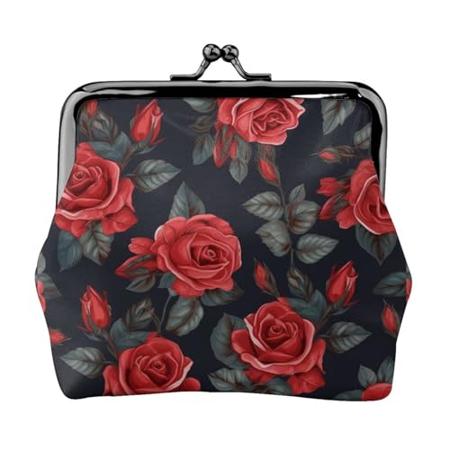 Schöne rote Rose Blumen kleine Münzbörse für Frauen Kiss-Lock Geldbörse Leder niedliche Münzbörse Mini Münztasche Kleingeld Geldbörse Schlüsselhalter Schöne rote Rose Blumen kleine Münzbörse für Frauen Kiss-Lock Geldbörse Leder niedliche Münzbörse Mini Münztasche Kleingeld Geldbörse Schlüsselhalter von LHDGBNV