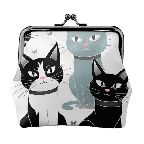 Schwarze und weiße Katzen, kleine Münzbörse für Frauen, Kiss-Lock-Geldbörse, Leder, niedliche Münzgeldbörse, Mini-Münztasche, Kleingeldbörse Schlüsselhalter Schwarze und weiße Katzen, kleine Münzbörse für Frauen, Kiss-Lock-Geldbörse, Leder, niedliche Münzgeldbörse, Mini-Münztasche, Kleingeldbörse Schlüsselhalter von LHDGBNV