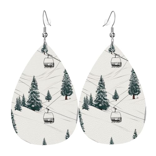 Skilift mit Tannenbaum, Kunstleder, Tropfenform, modisch, leicht, baumelnde Ohrringe, Leder-Ohrringe für Frauen, Hochzeiten, Partys, Zeremonien, Bankette, Geschenke Skilift mit Tannenbaum, Kunstleder, Tropfenform, modisch, leicht, baumelnde Ohrringe, Leder-Ohrringe für Frauen, Hochzeiten, Partys, Zeremonien, Bankette, Geschenke von LHDGBNV