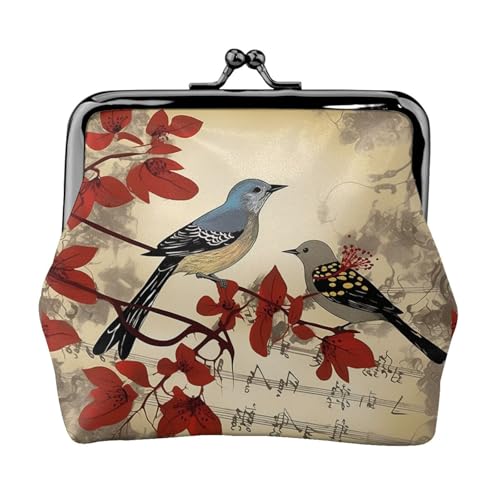 Songbirds Kleine Münzbörse für Frauen, Kiss-Lock-Geldbörse, Leder, niedliche Münzgeldbörse, Mini-Münztasche, Kleingeldbörse, Schlüsselhalter von LHDGBNV