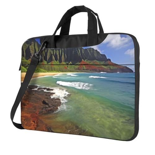 Kauai Hawaii Seashore Laptop Tote Bag für Männer Frauen 14 Zoll Laptop Sleeve Schulter Aktentasche Messenger Computertasche von LHDGBWC